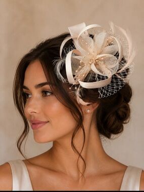 Romantic Champagne Floral Fascinator Hair Clip